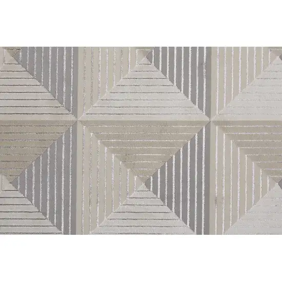 Beige Gray And Ivory Geometric Area Rug Photo 6