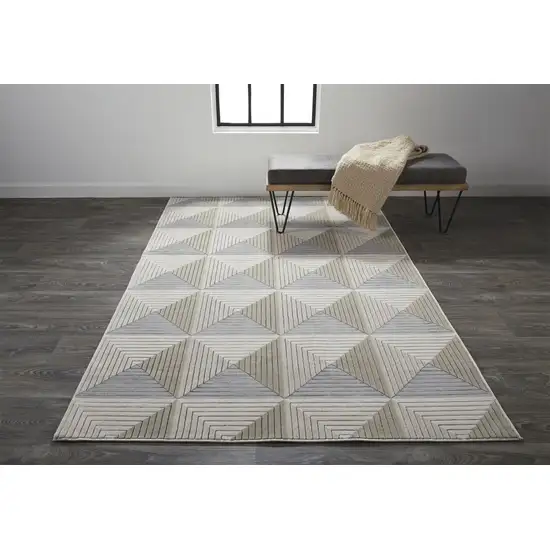 Beige Gray And Ivory Geometric Area Rug Photo 2