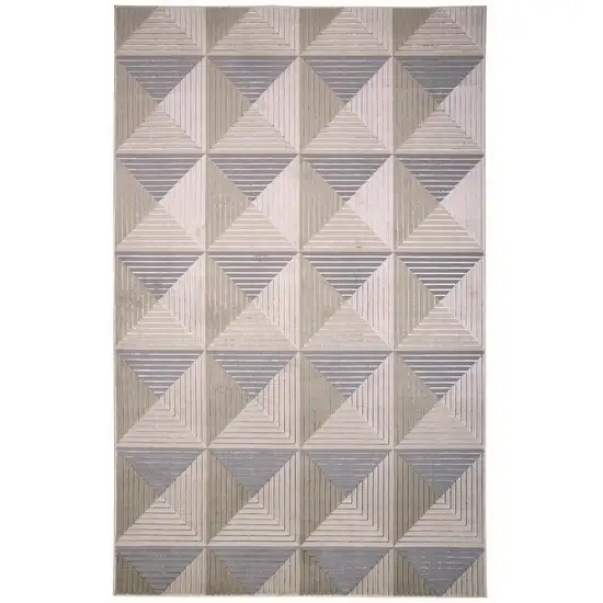 Beige Gray And Ivory Geometric Area Rug Photo 1