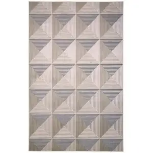 Photo of Beige Gray And Ivory Geometric Stain Resistant Area Rug