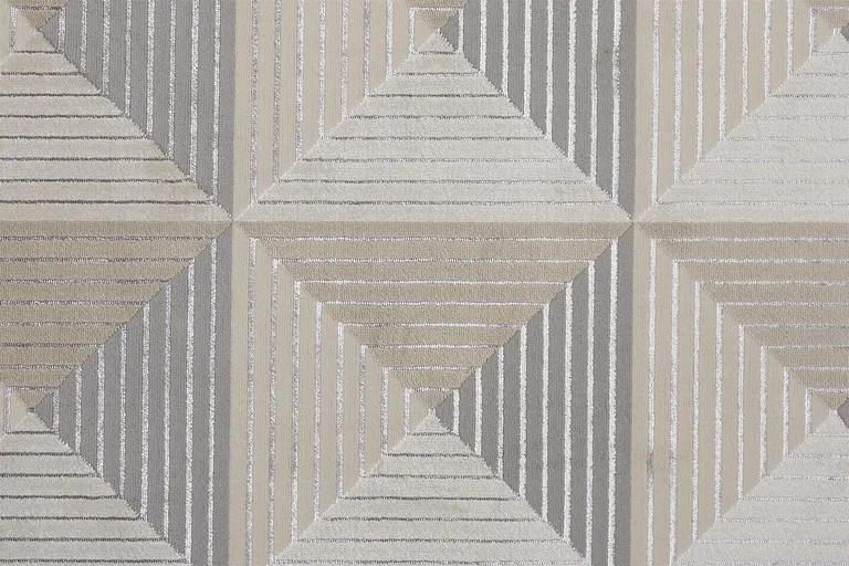 Beige Gray And Ivory Geometric Stain Resistant Area Rug Photo 4