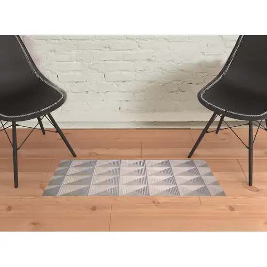 Beige Gray And Ivory Geometric Stain Resistant Area Rug Photo 2