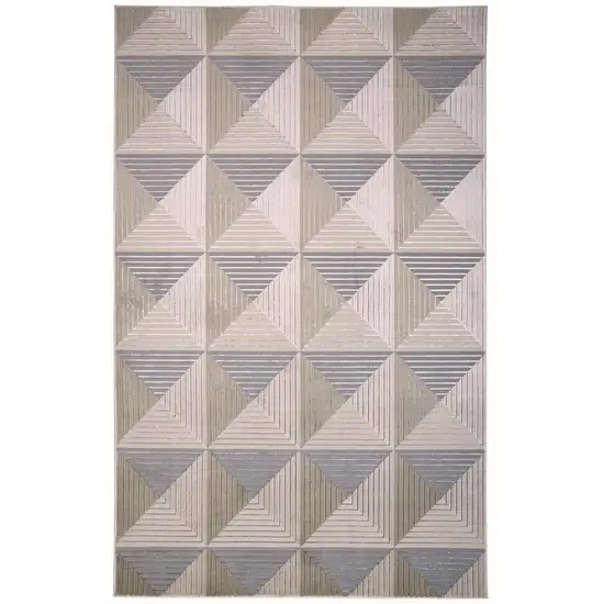 Beige Gray And Ivory Geometric Stain Resistant Area Rug Photo 1