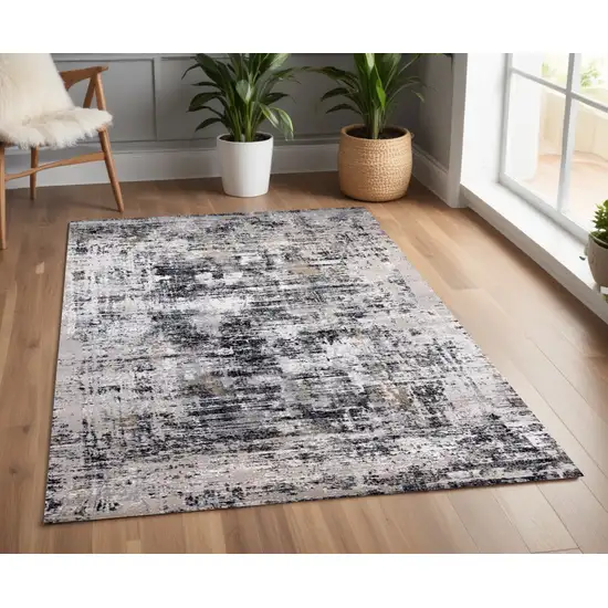 Beige Gray and White Abstract Area Rug Photo 2