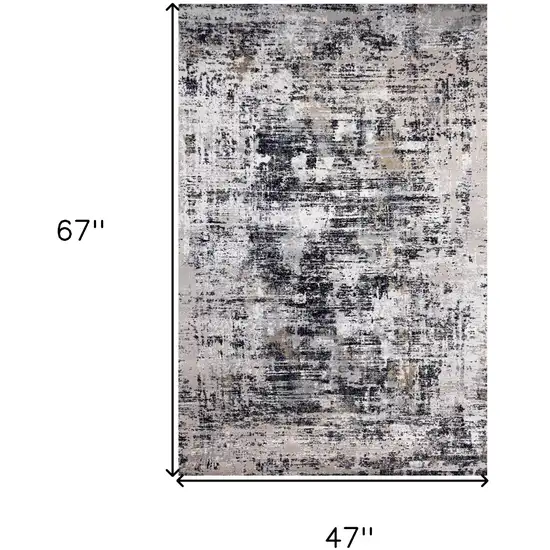 Beige Gray and White Abstract Area Rug Photo 9