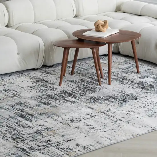 Beige Gray and White Abstract Area Rug Photo 8