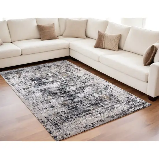 Beige Gray and White Abstract Area Rug Photo 1