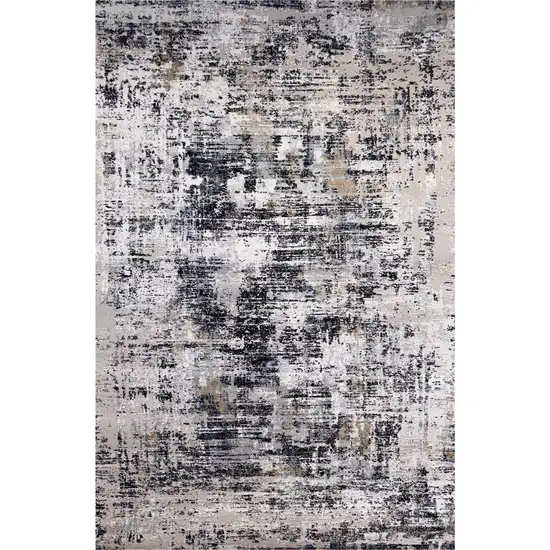 Beige Gray and White Abstract Area Rug Photo 2