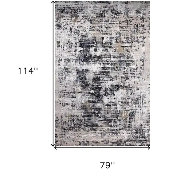 Beige Gray and White Abstract Area Rug Photo 8