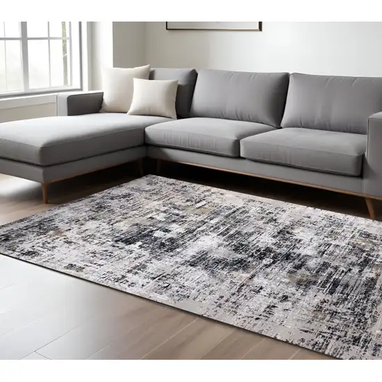 Beige Gray and White Abstract Area Rug Photo 1