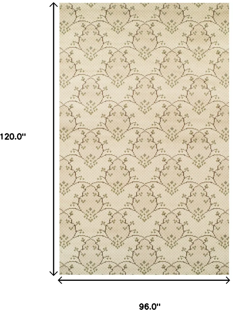 Beige Green And Brown Floral Vines Stain Resistant Area Rug Photo 5