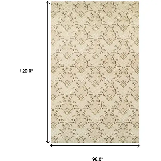 Beige Green And Brown Floral Vines Stain Resistant Area Rug Photo 5