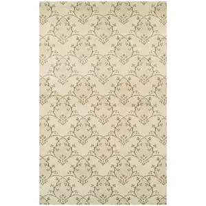 Photo of Beige Green And Brown Floral Vines Stain Resistant Area Rug