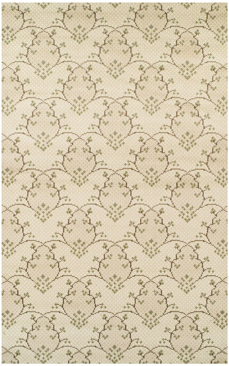 Beige Green And Brown Floral Vines Stain Resistant Area Rug Photo 1