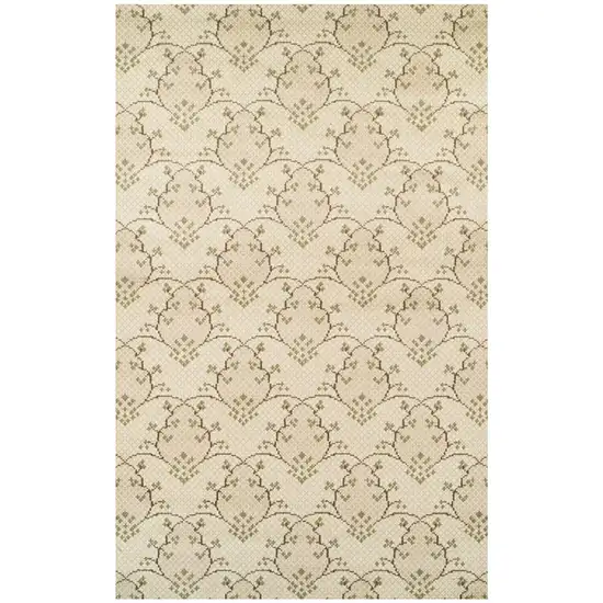 Beige Green And Brown Floral Vines Stain Resistant Area Rug Photo 1