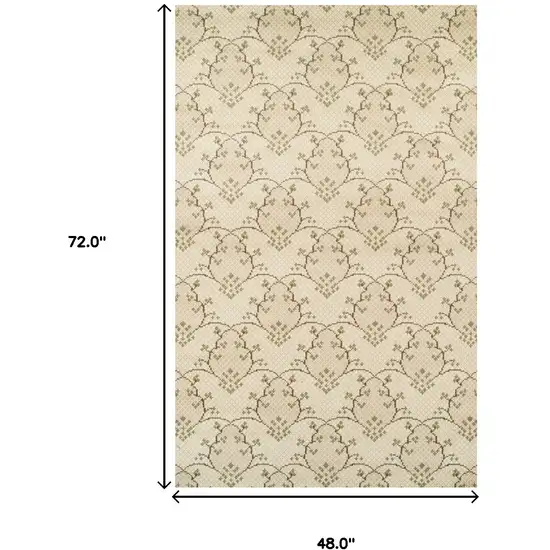 Beige Green and Brown Floral Vines Stain Resistant Area Rug Photo 5