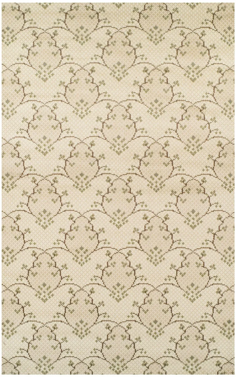 Beige Green and Brown Floral Vines Stain Resistant Area Rug Photo 1