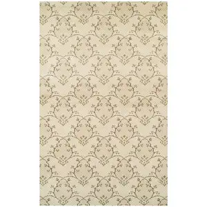 Photo of Beige Green and Brown Floral Vines Stain Resistant Area Rug