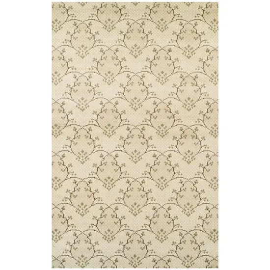 Beige Green and Brown Floral Vines Stain Resistant Area Rug Photo 1