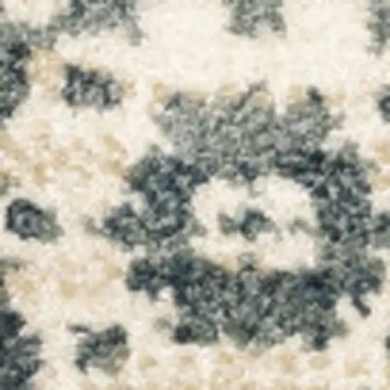 Beige Grey And Blue Oriental Power Loom Stain Resistant Area Rug Photo 4