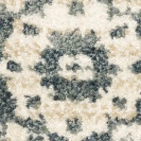 Beige Grey And Blue Oriental Power Loom Stain Resistant Area Rug Photo 5