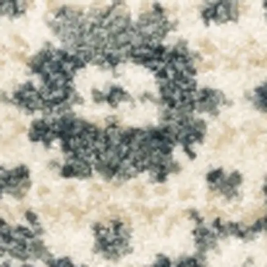 Beige Grey And Blue Oriental Power Loom Stain Resistant Area Rug Photo 4