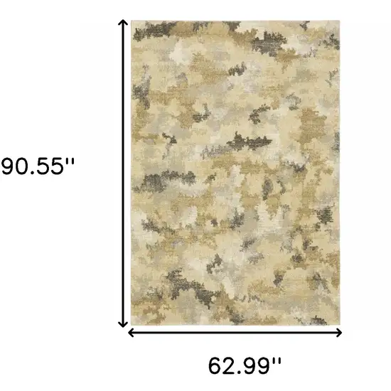 Beige Grey And Gold Abstract Power Loom Stain Resistant Area Rug Photo 10