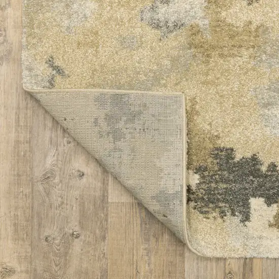 Beige Grey And Gold Abstract Power Loom Stain Resistant Area Rug Photo 6