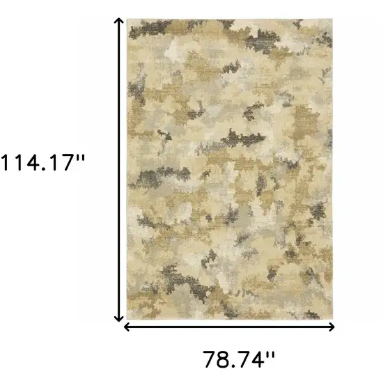 Beige Grey And Gold Abstract Power Loom Stain Resistant Area Rug Photo 10