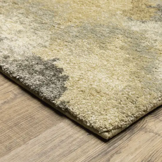 Beige Grey And Gold Abstract Power Loom Stain Resistant Area Rug Photo 3