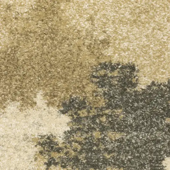 Beige Grey And Gold Abstract Power Loom Stain Resistant Area Rug Photo 9