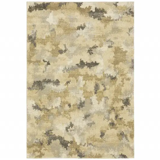 Beige Grey And Gold Abstract Power Loom Stain Resistant Area Rug Photo 1