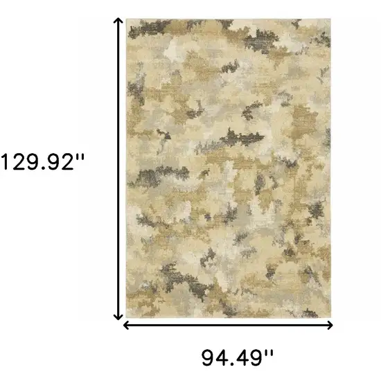 Beige Grey And Gold Abstract Power Loom Stain Resistant Area Rug Photo 10