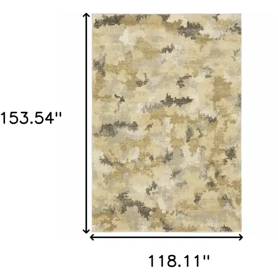 Beige Grey And Gold Abstract Power Loom Stain Resistant Area Rug Photo 10