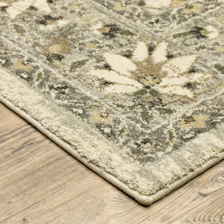 Beige Grey Brown And Charcoal Oriental Power Loom Stain Resistant Area Rug Photo 4