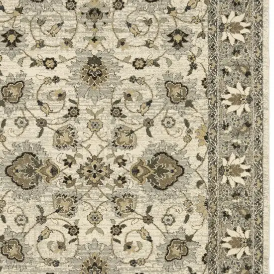 6' X 9' Beige Grey Brown And Charcoal Oriental Power Loom Stain Resistant Area Rug Photo 4