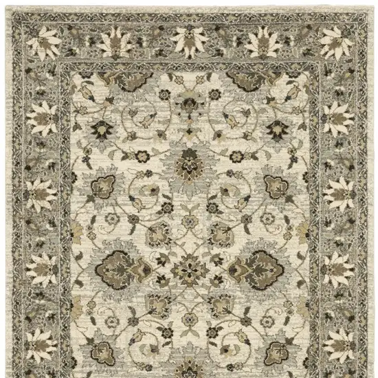 6' X 9' Beige Grey Brown And Charcoal Oriental Power Loom Stain Resistant Area Rug Photo 5