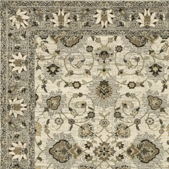 Beige Grey Brown And Charcoal Oriental Power Loom Stain Resistant Area Rug Photo 4