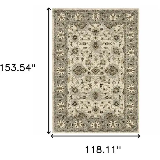 Beige Grey Brown And Charcoal Oriental Power Loom Stain Resistant Area Rug Photo 10