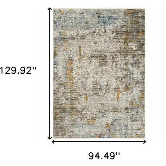 Beige Grey Brown Gold Red And Blue Abstract Power Loom Stain Resistant Area Rug With Fringe Photo 9