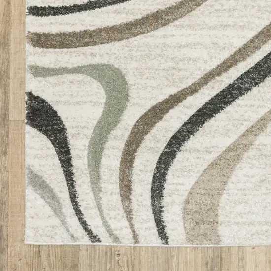 Beige Grey Brown Sage Pale Blue Tan And Charcoal Abstract Power Loom Stain Resistant Area Rug Photo 8