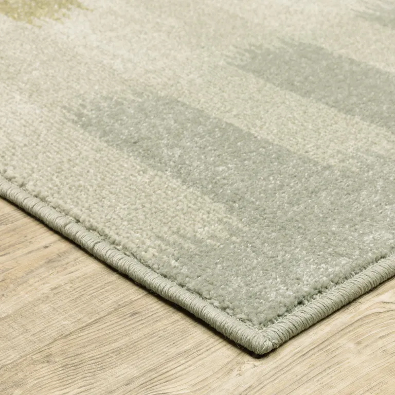 Beige Grey Gold And Green Geometric Power Loom Stain Resistant Area Rug Photo 3