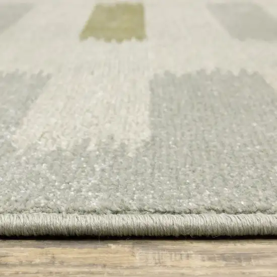 Beige Grey Gold And Green Geometric Power Loom Stain Resistant Area Rug Photo 9