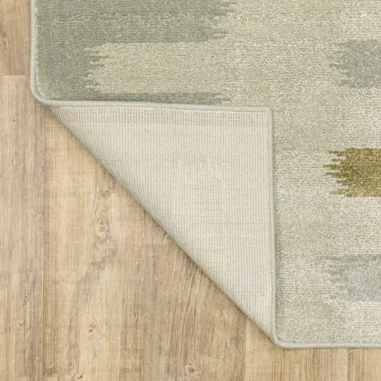 Beige Grey Gold And Green Geometric Power Loom Stain Resistant Area Rug Photo 6