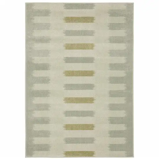 Beige Grey Gold And Green Geometric Power Loom Stain Resistant Area Rug Photo 1