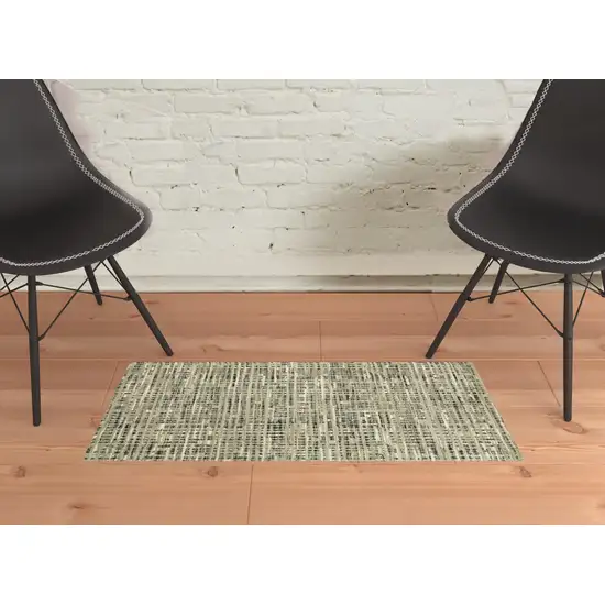 Beige Grey Ivory And Sage Blue Geometric Power Loom Stain Resistant Area Rug Photo 2