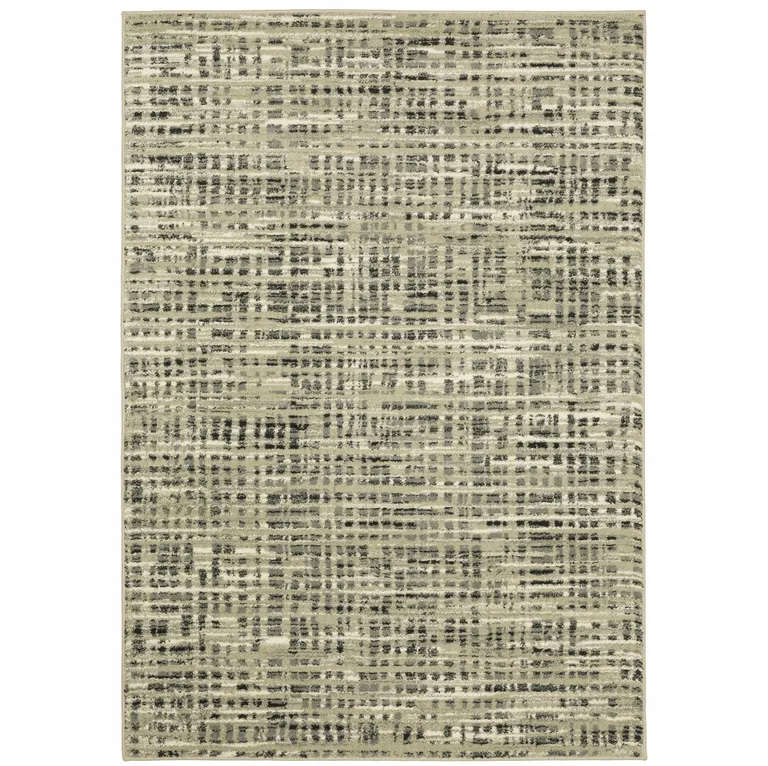 Beige Grey Ivory And Sage Blue Geometric Power Loom Stain Resistant Area Rug Photo 1