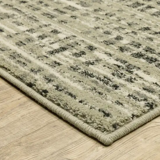 Beige Grey Ivory And Sage Blue Geometric Power Loom Stain Resistant Runner Rug Photo 4