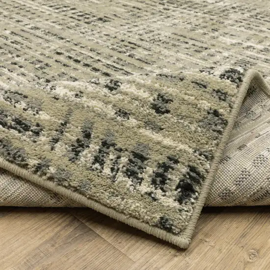 Beige Grey Ivory And Sage Blue Geometric Power Loom Stain Resistant Runner Rug Photo 8