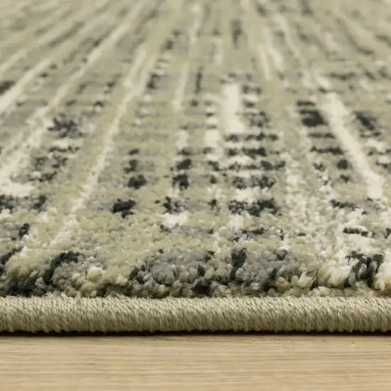 Beige Grey Ivory And Sage Blue Geometric Power Loom Stain Resistant Runner Rug Photo 5